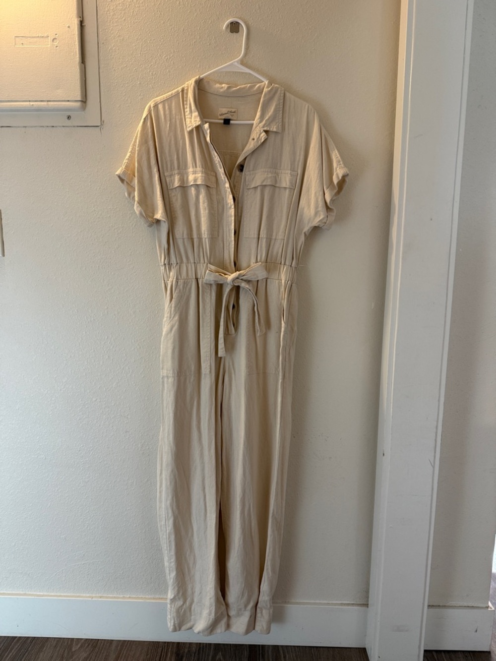Universal Thread Cream Utility Tie-Waist Jumpsuit